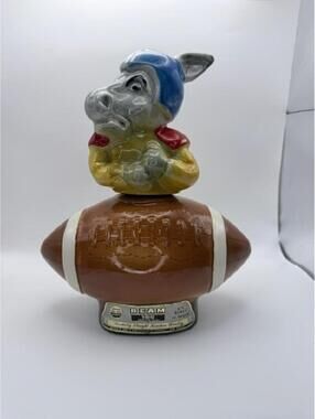 Vintage 1972 Jim Beam Football Donkey Decanter Democratic Party Whiskey Bottle